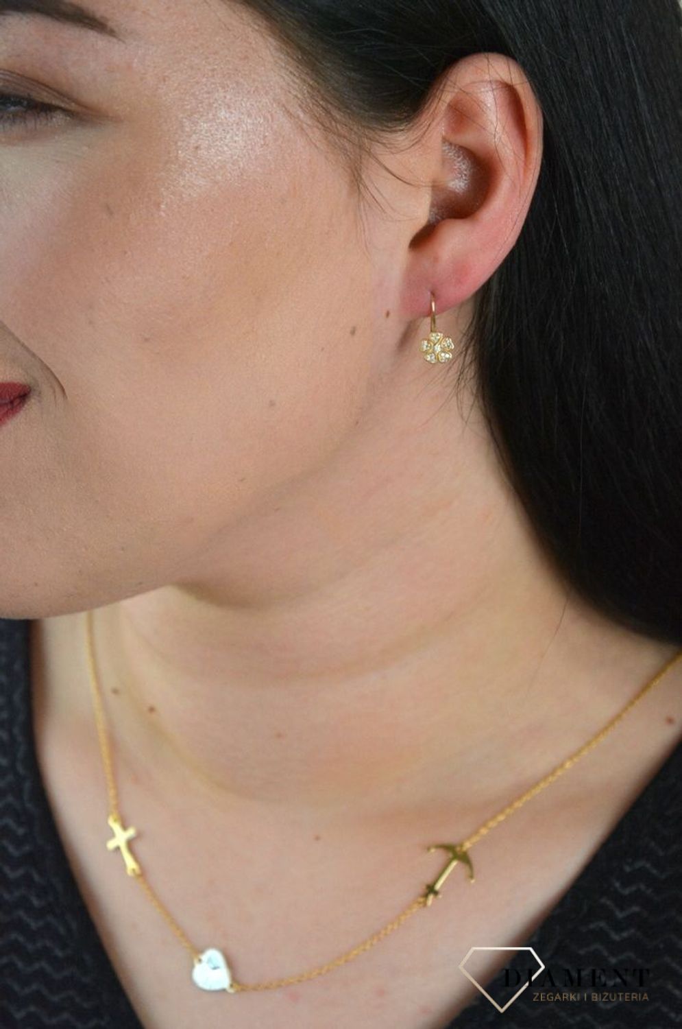 Złote kolczyki kwiatki z cyrkoniami 333 KL 7962 333.jpg